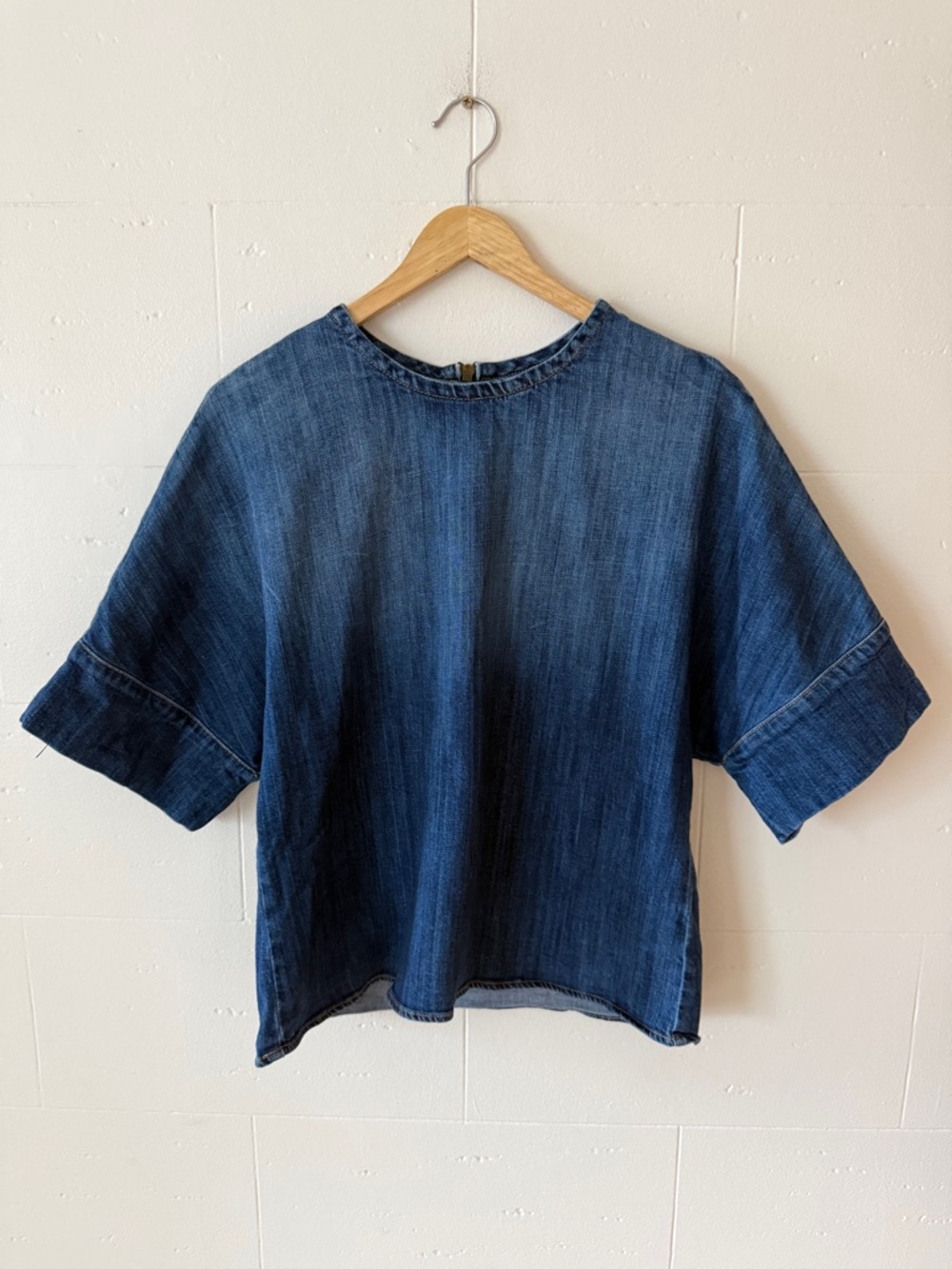 Current/Elliott | Denim Short Sleeve Top Minimal Capsule | Large